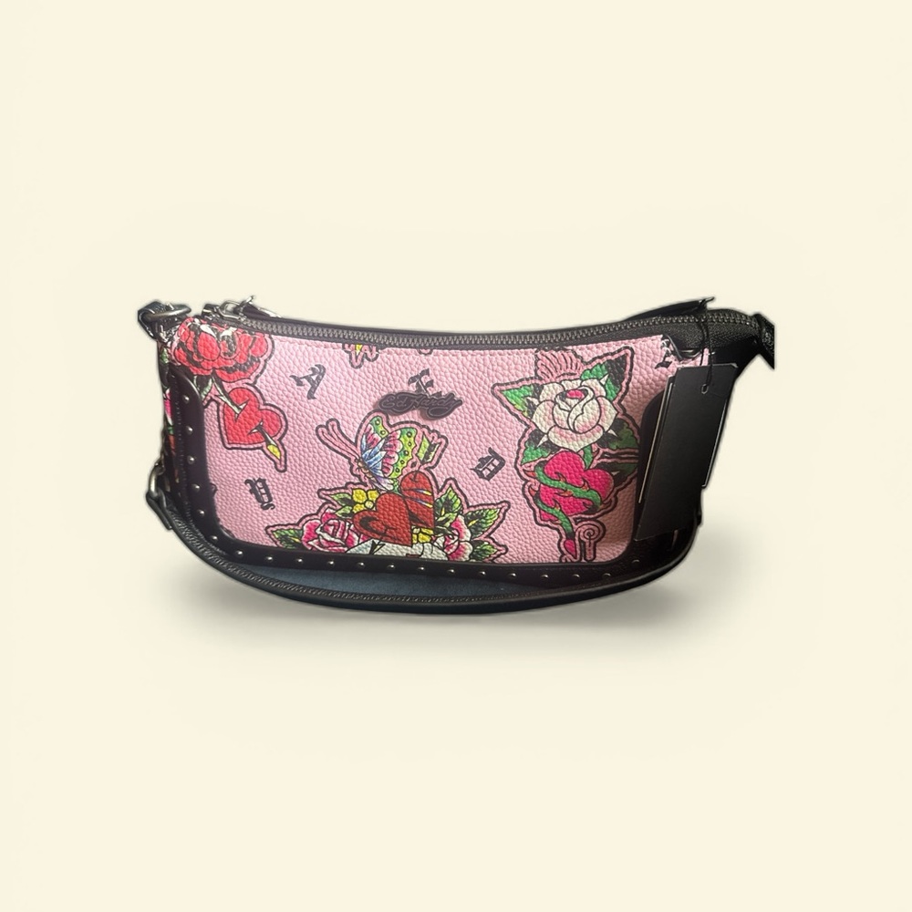 Ed Hardy Pink/Black Shoulder Bag and Wallet